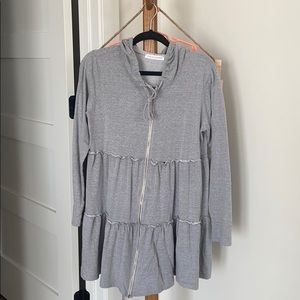 Large ladies hooded, zip up, sweatshirt.